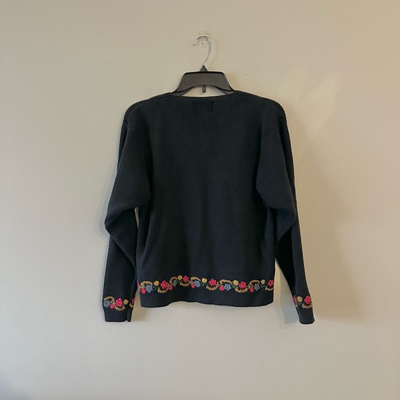 Vintage Woolrich Floral Embroidered Button Cardigan Sweater Cottagecore M Boho - Picture 2 of 9